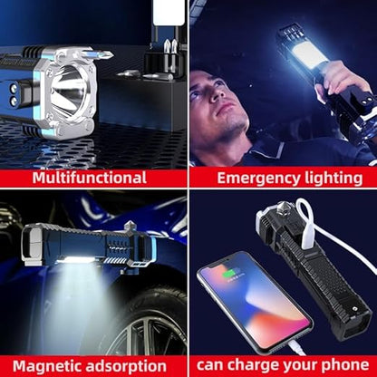 Multi-Functional 1KM LED Emergency Flashlight & Power Bank – Type-C Fast Charging, Long Range Torch
