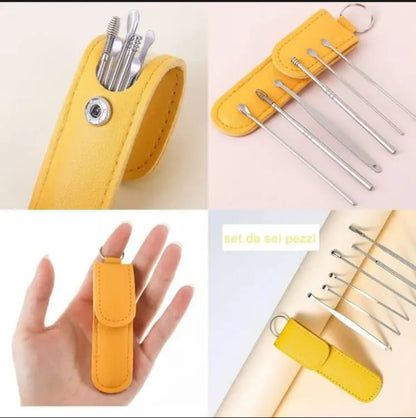 6-Pcs Safe Ear Wax Cleaning Kit with Reusable Ear Pick Tools