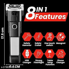 Multi-Functional 1KM LED Emergency Flashlight & Power Bank – Type-C Fast Charging, Long Range Torch