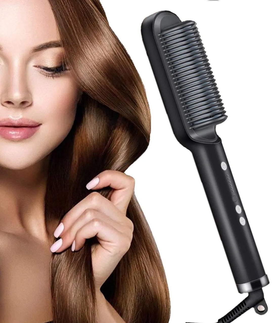 Professional Electric FH909 Hair Brush Straightener | Fast Heating Anti-Frizz Ceramic Brush