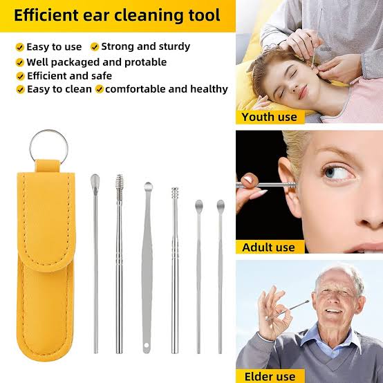 6-Pcs Safe Ear Wax Cleaning Kit with Reusable Ear Pick Tools